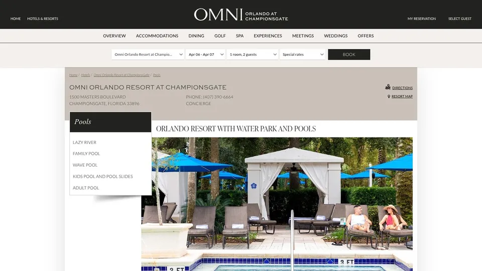Omni Orlando Resort at ChampionsGate – Wave Pool, Lazy River, and Slides