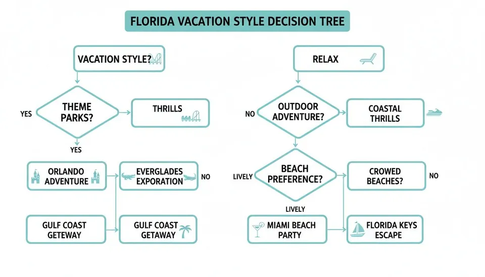 Florida vacation style decision tree offering various travel preferences and destinations.